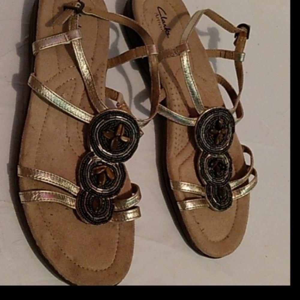 Clarks Gold and Brown Sandals.Clarks Artisan comfort sandals